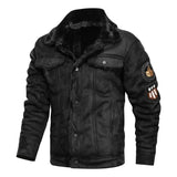 Men's Quilted Leather Jacket with Fleece