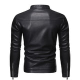 Men's Short Stand-Collar Leather Jacket