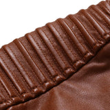 Men's Leather Jacket with Stand Collar