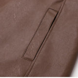 Men's Vintage-Style Fleece-Lined Leather Jacket