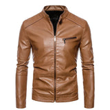 Men's Leather Jacket with Fur Collar