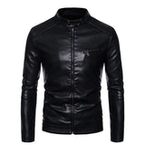 Men's Leather Jacket with Fur Collar