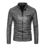 Men's Leather Jacket with Fur Collar
