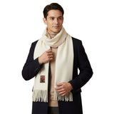 Allan Men's Cashmere-Merino Scarf – White