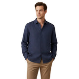 Relaxed Men's Long Sleeve Linen-Blend Shirt