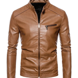 Men's Leather Jacket with Fur Collar