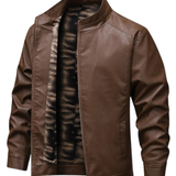 Men's Vintage-Style Fleece-Lined Leather Jacket